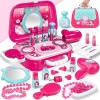 Dreamon Coffrets de Bijoux et Cosmétiques pour Enfants Filles Mallette Coiffure Jouet Cadeau pour Princesse,Rosa