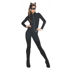 RUBIES - DC Officiel - Déguisement Catwoman Enfant Fille - Taille 8-10 ans - Costume Combinaison, Couvre-Bottes et Masque - P