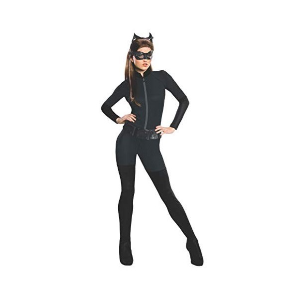 RUBIES - DC Officiel - Déguisement Catwoman Enfant Fille - Taille 8-10 ans - Costume Combinaison, Couvre-Bottes et Masque - P