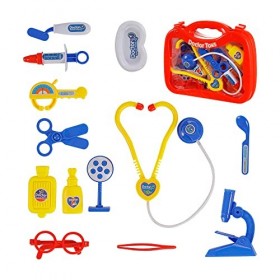 Baroni Toys Mallette Docteur Enfants, 14 pièces, Kit Docteur Jouet , Jeux Enfants, Jeux de Rôle, Jeux dImitation 3 4 5 6 7 A