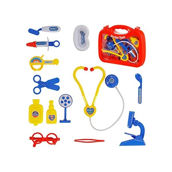 Baroni Toys Mallette Docteur Enfants, 14 pièces, Kit Docteur Jouet , Jeux Enfants, Jeux de Rôle, Jeux dImitation 3 4 5 6 7 A