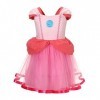 Lito Angels Deguisement Robe Princesse Peach pour Bebe Fille Taille 0-3 mois, Rose Chaud étiquette en tissu 60 