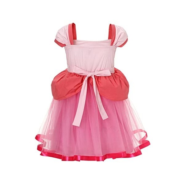 Lito Angels Deguisement Robe Princesse Peach pour Bebe Fille Taille 0-3 mois, Rose Chaud étiquette en tissu 60 