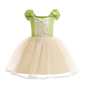 Lito Angels Deguisement Costume Robe de Princesse et la Grenouille Tiana pour Enfant Fille Taille 2-3 ans, Vert