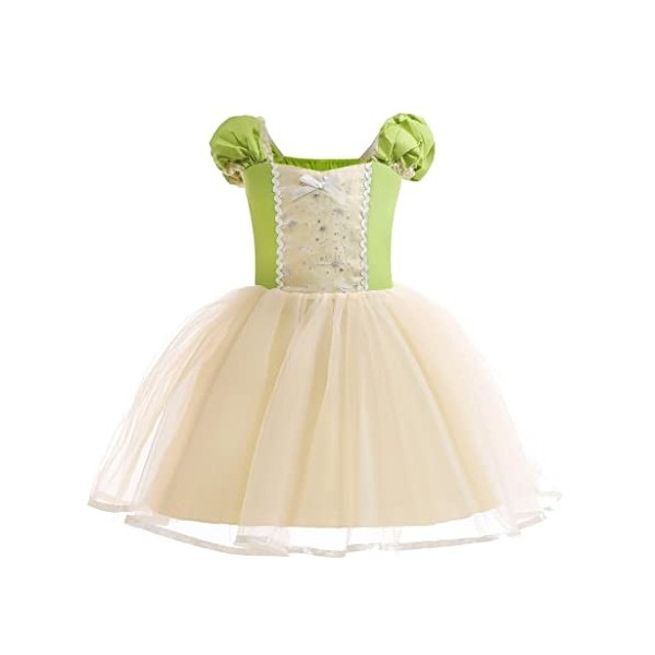 Lito Angels Deguisement Costume Robe de Princesse et la Grenouille Tiana pour Enfant Fille Taille 2-3 ans, Vert