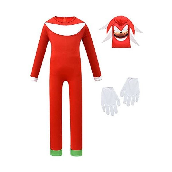 laughZuaia Costume de jeu pour enfants - Combinaison de hérisson de dessin animé avec gants, masques 130, Dr. Eggman 