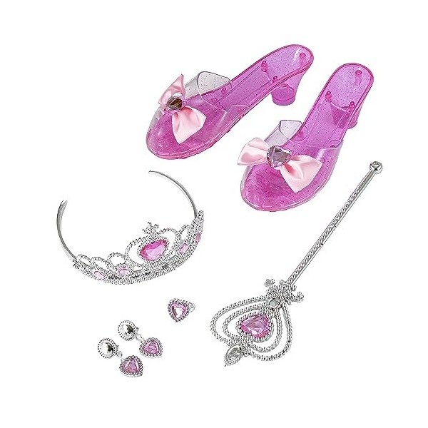 Baroni Toys Jeu dAccessoires de Princesse pour Filles, Kit de Costume de Fille avec Couronne à Baguette, Chaussures à Talons