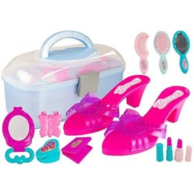 Jeu dimitation, Ensemble de Beauté pour Filles, Set de Coiffure avec Cosmétiques et Pantoufle dans la Malette