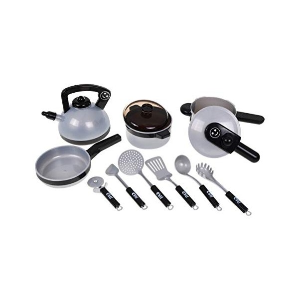 BSD Jeu dImitation - Set de Cuisine de Jouet, Utensile de Cuisine pour Enfants, Casseroles et Poêles avec Accessoires pour E