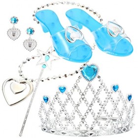 Toyvian Jeux Exterieur Enfant 7 Pièces Princesse Habiller Accessoires De Fête Strass Diadème Fée Collier Boucles doreilles C