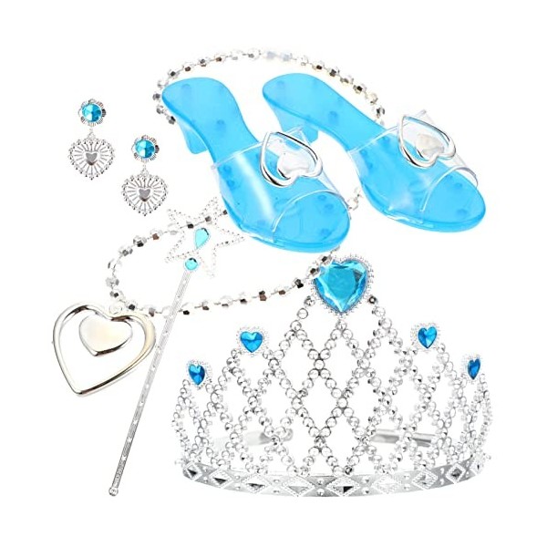 Toyvian Jeux Exterieur Enfant 7 Pièces Princesse Habiller Accessoires De Fête Strass Diadème Fée Collier Boucles doreilles C