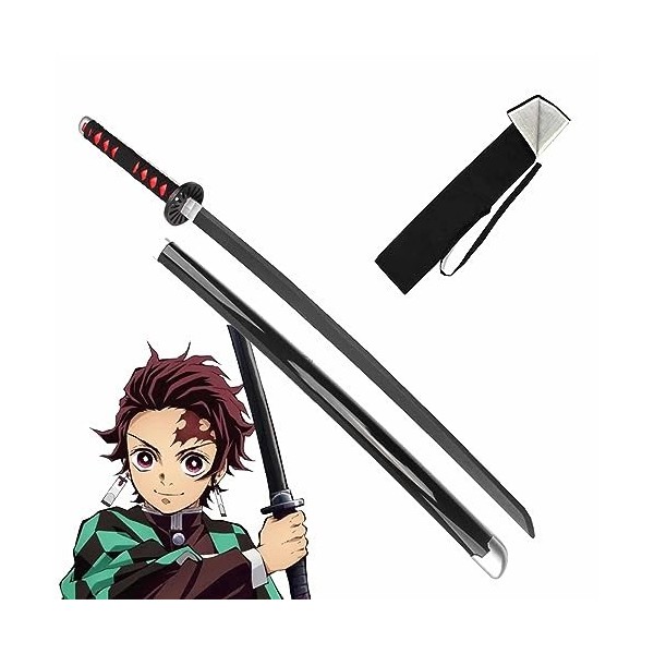 Demon Slayer Katana pour Kamado Tanjiro, Anime Épée Cosplay Épée avec Presentoir en Bois Ou Sac De Rangement pour Lentraînem