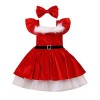 Oyolan Enfant Fille Déguisement Lutin de Noël Robe Velours/Paillette Costume Noël Tenue Cosplay Mère Noël Spectacle 3-14 Ans 