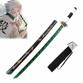 75cm Katana Tout en Bambou Lame en Bois pour Lentraînement De Kendo, Tanjiro Kamado/Tomioka Giyuu/Presentoir en Bois/Sabre C