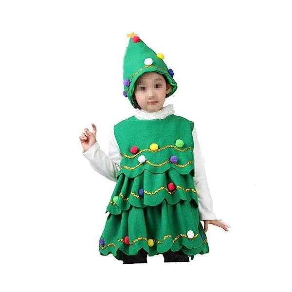 TOPPERFUN Costume Darbre De Noël Pour Enfants Costumes De Spectacle Costume De Mascotte Darbre Tenues Pour Enfants Chapeau 
