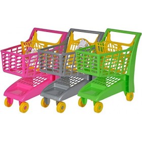 Un Chariot supermarche - Hauteur poignee 47cm - Panier a roulettes - Jouet Imitation Enfant - Course - Coloris aleatoire