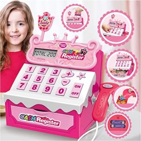 Jildouf Jeu de caisse enregistreuse de supermarché pour enfant – Jeu dargent pour apprendre simulé jeu de cartes de crédit a