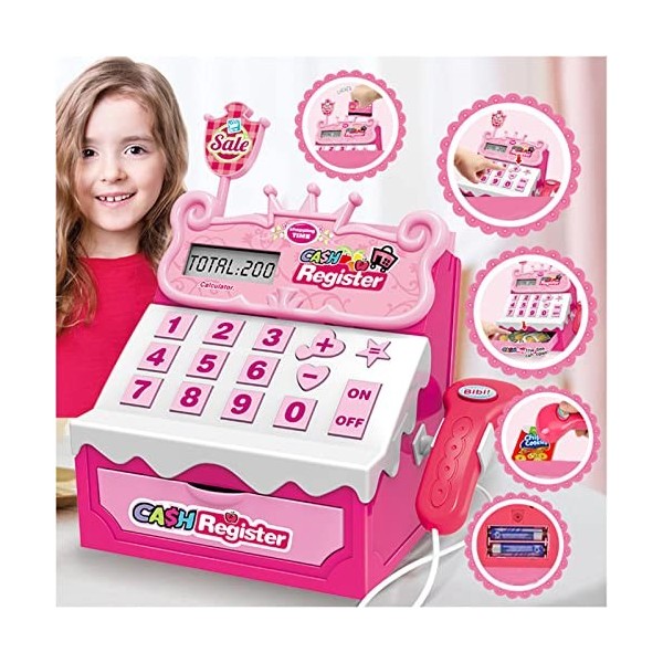 Jildouf Jeu de caisse enregistreuse de supermarché pour enfant – Jeu dargent pour apprendre simulé jeu de cartes de crédit a