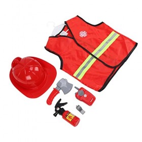 Ensemble de Costumes de Pompier, Costumes de Feu pour Enfants Ensemble de Jeu de Rôle Ensemble Dhabillage de Pompier Costume