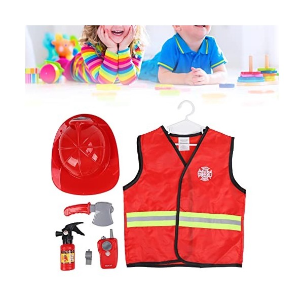 Ensemble de Costumes de Pompier, Costumes de Feu pour Enfants Ensemble de Jeu de Rôle Ensemble Dhabillage de Pompier Costume
