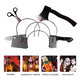 TOYANDONA 8 Pcs Halloween En Plastique Imitation Piercing Couteau De Cuisine Tête Boucle Halloween Fun Halloween Casque Enfan