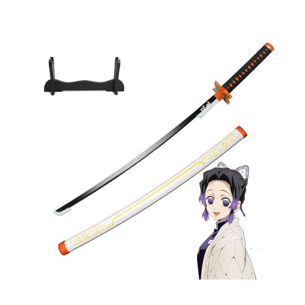 MAYKAR Épée Katana Kochou Shinobu, Épée De Samouraï en Bois avec Fourreau, Jouets Dépée De Samouraï Japonais, pour Jeu De Rô