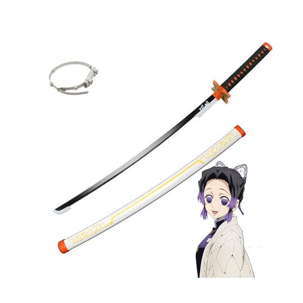 MAYKAR Épée Katana Kochou Shinobu, Épée De Samouraï en Bois avec Fourreau, Jouets Dépée De Samouraï Japonais, pour Jeu De Rô