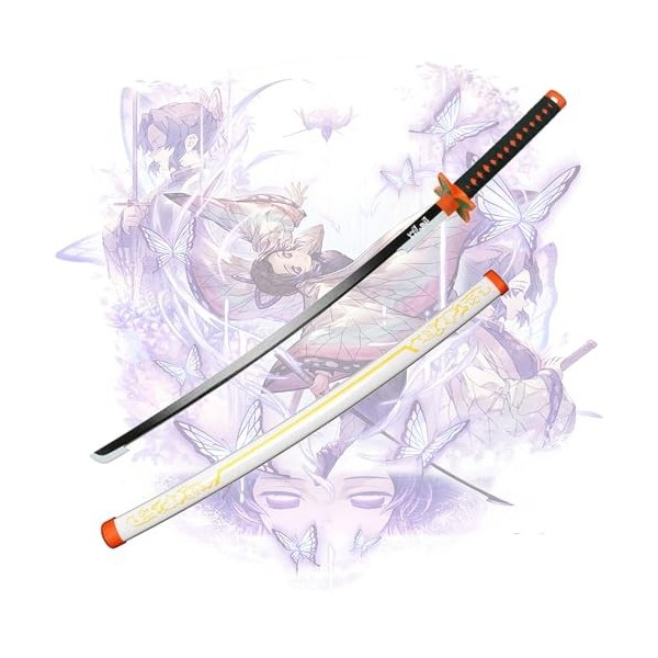 MAYKAR Épée Katana Kochou Shinobu, Épée De Samouraï en Bois avec Fourreau, Jouets Dépée De Samouraï Japonais, pour Jeu De Rô