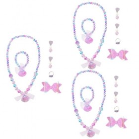 Amosfun Ensemble De 18 Pièces Ensemble De Bijoux Pour Enfants Bagues Pour Enfants Bracelets De Perles Costumes Pour Enfants B