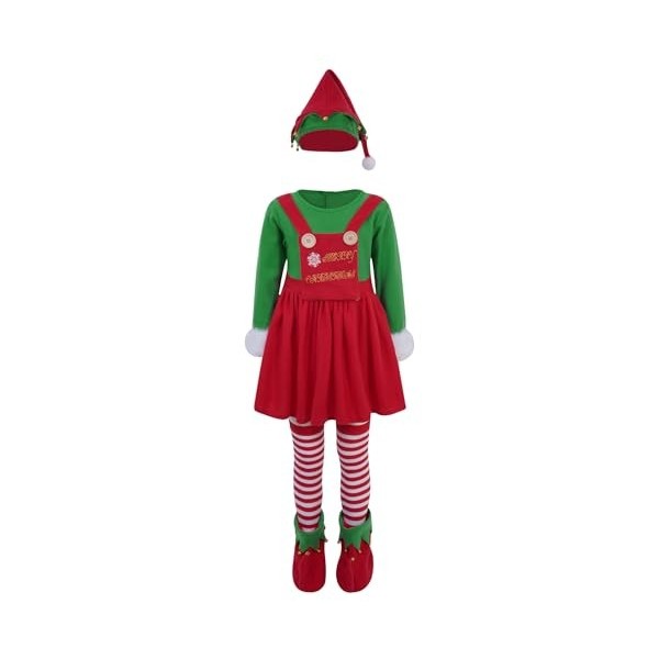 LiiYii Déguisement Lutin Enfant, Costume Elfe Fille, Deguisement Lutin de Noel Garcon, Costume Lutin Fille, Deguisement Noel 