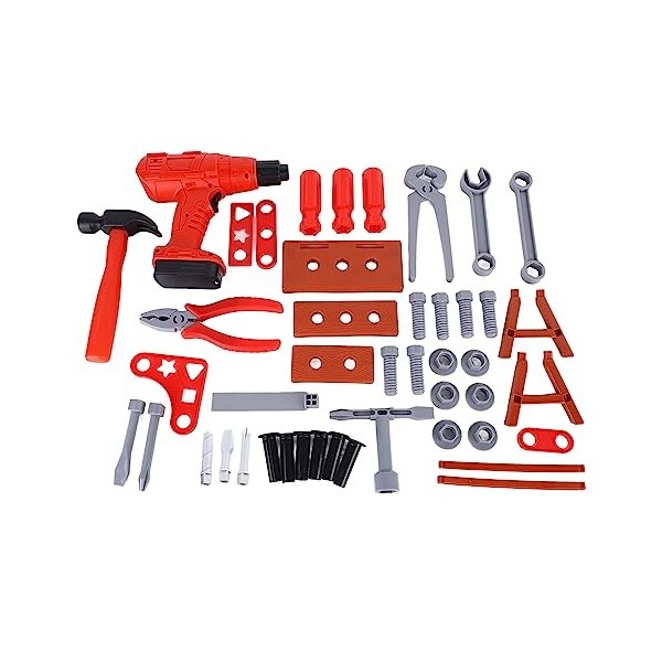 Keenso Ensemble Doutils pour Enfants 42pcs, Jouet Doutil de Réparation de Jeu de Simulation de Perceuse électrique pour Gar