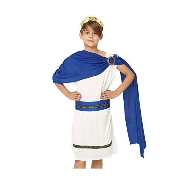 ranrann Enfant Fille Déguisement Déesse Grecque Robe Princesse Manches Longues Col V Costume Cosplay Carnaval Longue Robe Soi