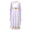 dPois Fille Enfant Déguisement Déesse Grecque Robe de Princesse Grèce Médiévale Vintage Robe de Soirée Evasé Col V Costume Co