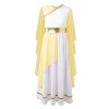 dPois Fille Enfant Déguisement Déesse Grecque Robe de Princesse Grèce Médiévale Vintage Robe de Soirée Evasé Col V Costume Co