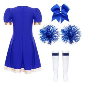 TiaoBug Enfant Fille Déguisement Pom-Pom Girl Costume Halloween Carnaval Uniforme Cheerleading Robe Danse Gymnastique avec Po