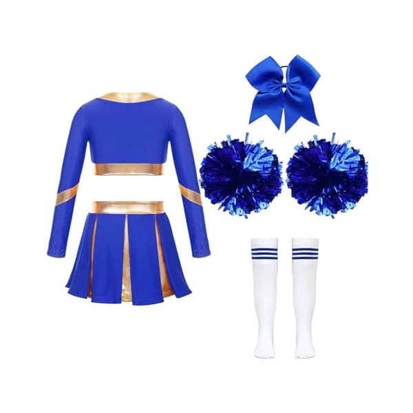 Déguisement Pompom Girl Bleu (Robe Et Pompoms) chez DeguizFetes.