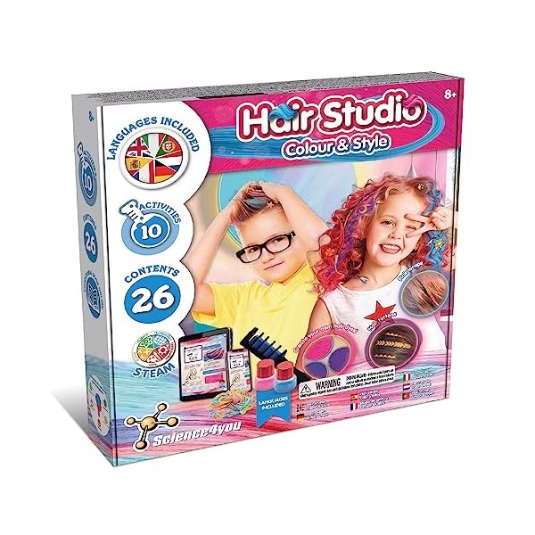 Science4you Hair Studio - Craie pour Cheveux pour Enfant, Kit Coiffure pour Enfant avec Coloration Temporaire des Cheveux, Ta