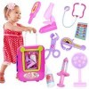 MSHK Chariot Médical Ajustable Docteur Enfant Jouet Jeu Dimitation Set avec Accessoires Role Play Jouet Enfant 3 Ans Garçon 