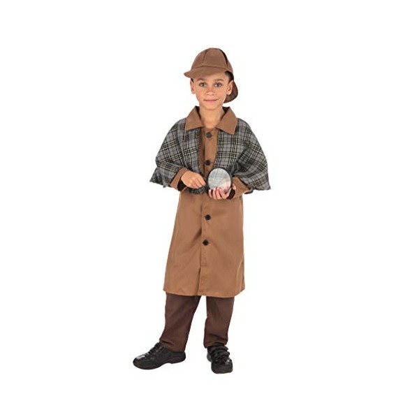 Bristol Novelty- Detective Boy Large Costumes, Garçon, CF237L, Marron, 7-8 Ans