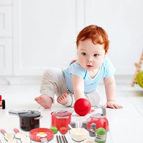 Yinuoday Lot de 32 accessoires de cuisine - Jouets avec casseroles et poêles - Jeu de rôle - Ustensiles de cuisine pour tout-