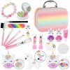 Maalr 21pcs Ensemble de maquillage pour enfants Kit de jouet cosmétique faux avec simulation de sacs cosmétiques maquillage p