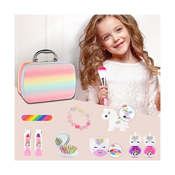 Maalr 21pcs Ensemble de maquillage pour enfants Kit de jouet cosmét