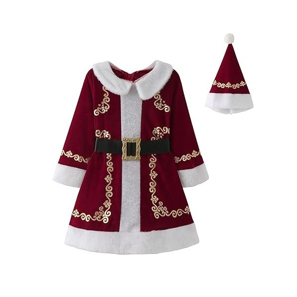 Xiaojiu 1er Noël Fille Deguisement Pere Noel Bebe Fille Déguisement Sorcière 3 Ans,Halloween Costume 2 Ans Robe Ceremonie Beb