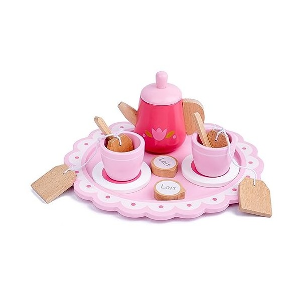 Service à Thé pour Enfants, Tea Party Jeux de Rôle Jouet en Bois Enfant, Dînette Enfant Accessoire Jeux de Cuisine, Cadeaux p