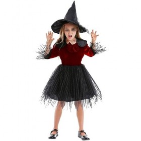 Xiaojiu DéGuisement Enfant Fille Deguisement Sorciere,Chapeau Enfant 3 Ans Robe Blanche Neige Fille Robe De Princesse Fille J