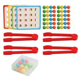 perfk Jeu de Perles à Clip en Bois Jeu de Plateau Dentraînement de Motricité Fine pour Tout-Petits Enfants Cadeaux