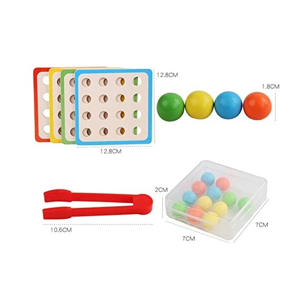 perfk Jeu de Perles à Clip en Bois Jeu de Plateau Dentraînement de Motricité Fine pour Tout-Petits Enfants Cadeaux