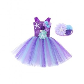 Robe Sirène En Tulle pour Filles, Tenue de Princesse avec Bandeau, pour Enfants, Jeu de Rôle de Vacances, Cosplay, M