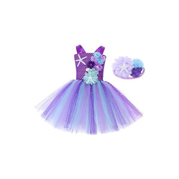 Robe Sirène En Tulle pour Filles, Tenue de Princesse avec Bandeau, pour Enfants, Jeu de Rôle de Vacances, Cosplay, M