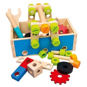 Jeu doutils en bois Mertens, jouet pour enfants à partir de 3 ans, jouet pour enfants boîte à outils avec accessoires, 50 p
